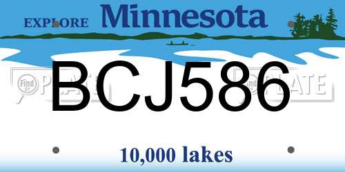 BCJ586 Minnesota License Plate