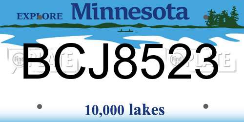 BCJ8523 Minnesota License Plate
