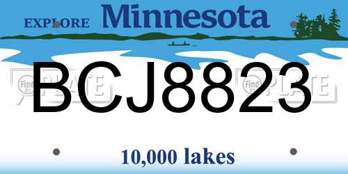 BCJ8823 Minnesota License Plate