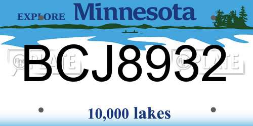BCJ8932 Minnesota License Plate