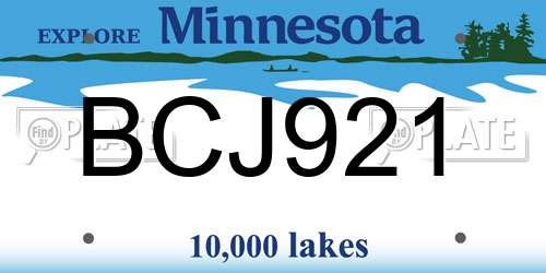 BCJ921 Minnesota License Plate