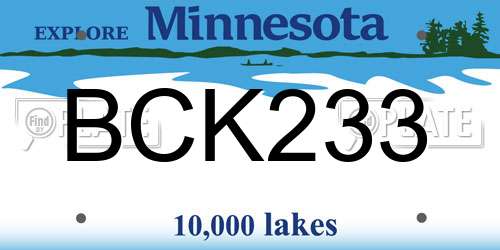 BCK233 Minnesota License Plate