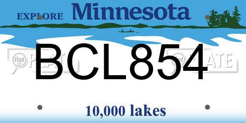 BCL854 Minnesota License Plate