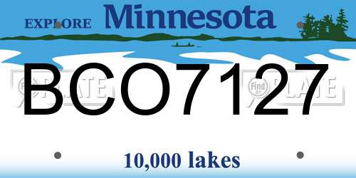 BCO7127 Minnesota License Plate