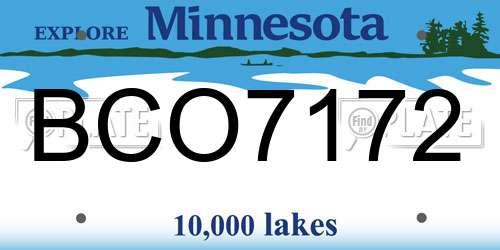 BCO7172 Minnesota License Plate