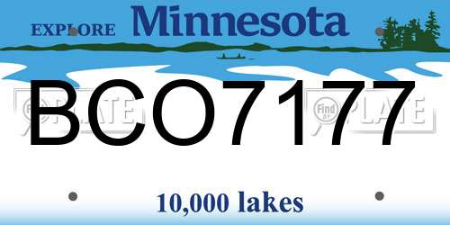 BCO7177 Minnesota License Plate