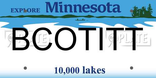 BCOTITT Minnesota License Plate