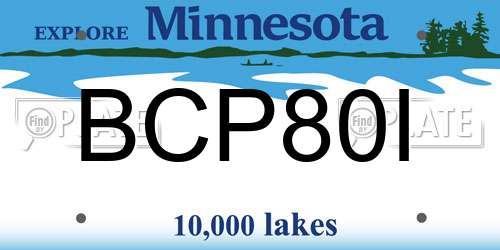 BCP80I Minnesota License Plate