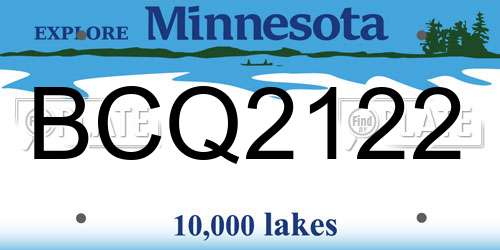 BCQ2122 Minnesota License Plate
