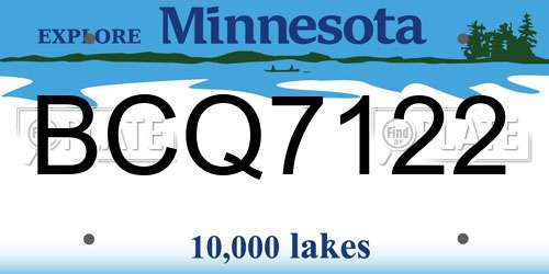 BCQ7122 Minnesota License Plate