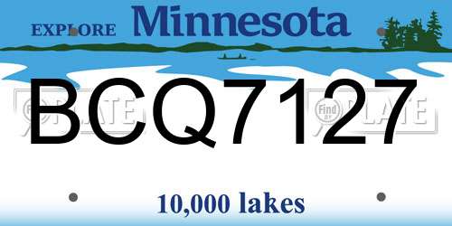 BCQ7127 Minnesota License Plate