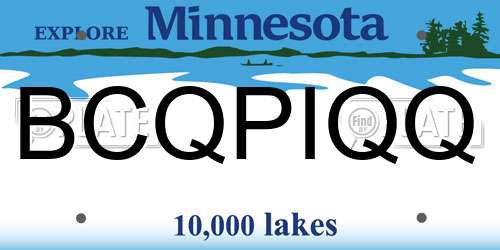 BCQPIQQ Minnesota License Plate