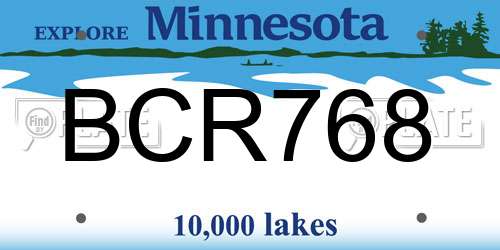BCR768 Minnesota License Plate