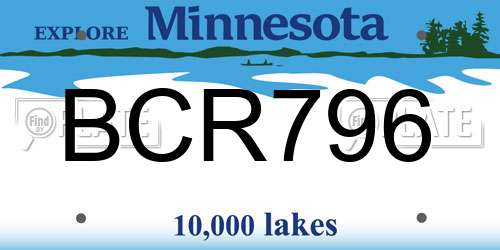 BCR796 Minnesota License Plate