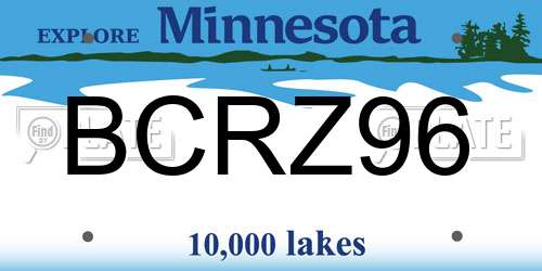 BCRZ96 Minnesota License Plate