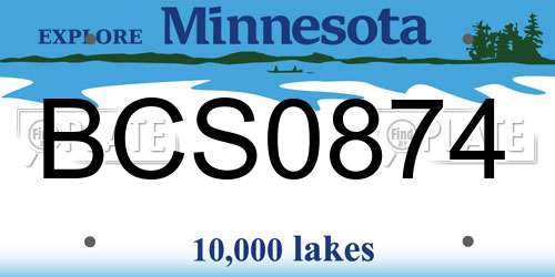 BCS0874 Minnesota License Plate