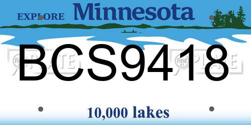 BCS9418 Minnesota License Plate