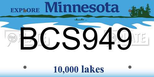 BCS949 Minnesota License Plate