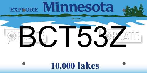 BCT53Z Minnesota License Plate