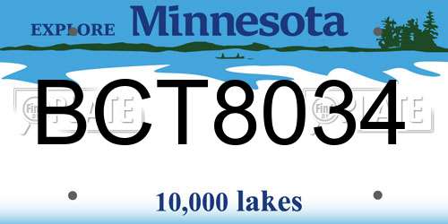 BCT8034 Minnesota License Plate