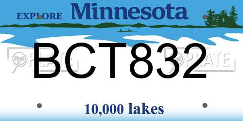 BCT832 Minnesota License Plate