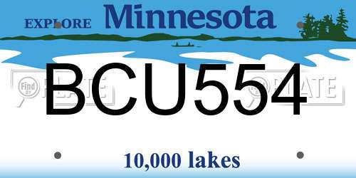BCU554 Minnesota License Plate