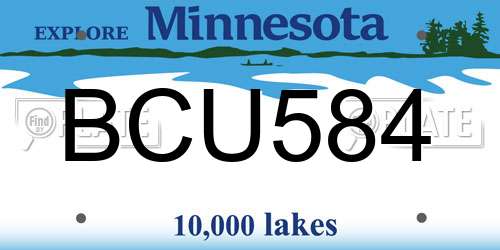 BCU584 Minnesota License Plate