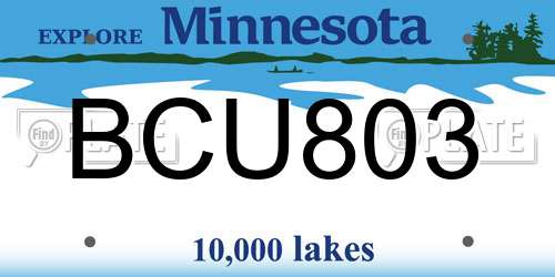 BCU803 Minnesota License Plate
