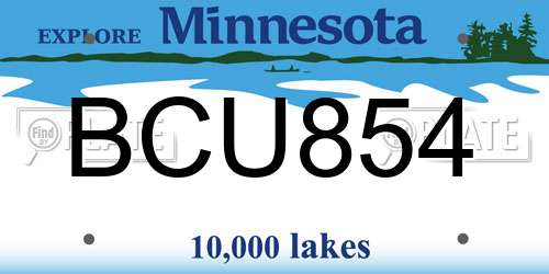 BCU854 Minnesota License Plate