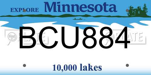 BCU884 Minnesota License Plate