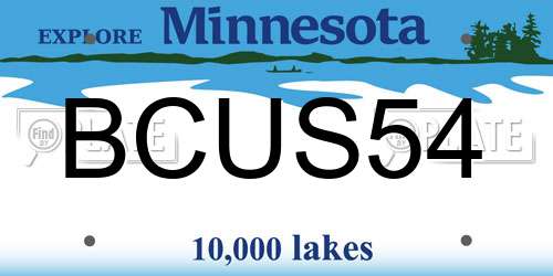 BCUS54 Minnesota License Plate