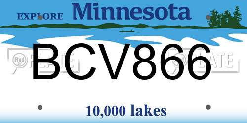 BCV866 Minnesota License Plate