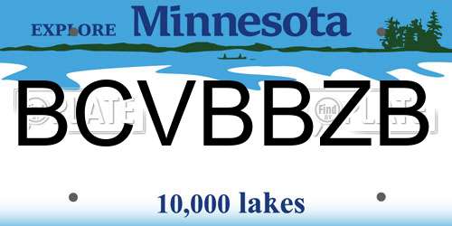 BCVBBZB Minnesota License Plate