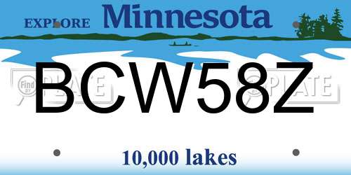 BCW58Z Minnesota License Plate