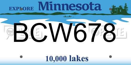 BCW678 Minnesota License Plate