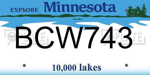 BCW743 Minnesota License Plate