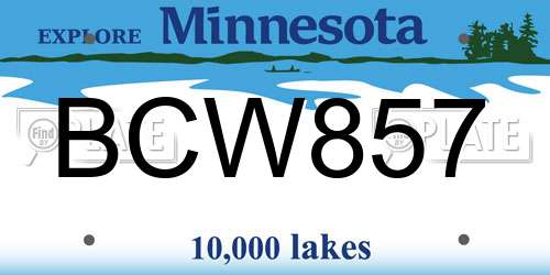 BCW857 Minnesota License Plate