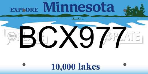 BCX977 Minnesota License Plate