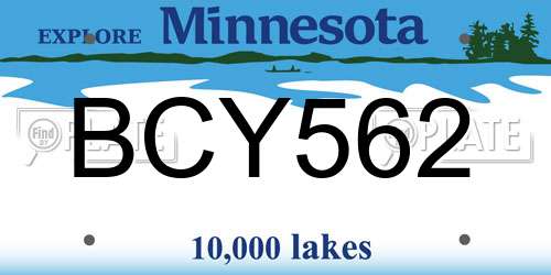 BCY562 Minnesota License Plate