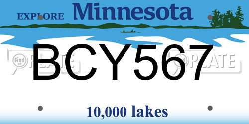BCY567 Minnesota License Plate