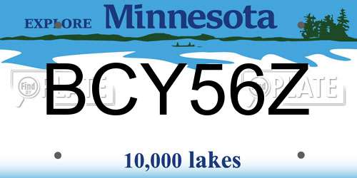 BCY56Z Minnesota License Plate