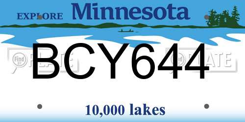 BCY644 Minnesota License Plate