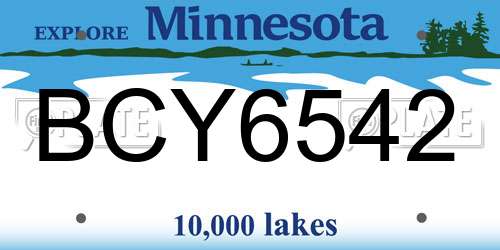 BCY6542 Minnesota License Plate