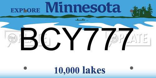 BCY777 Minnesota License Plate