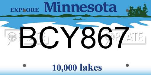 BCY867 Minnesota License Plate