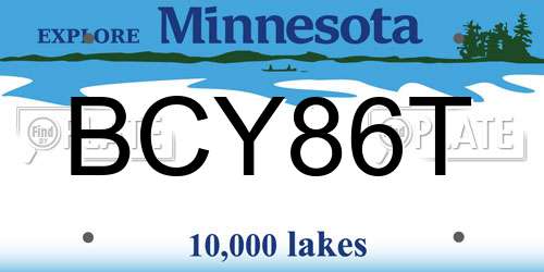 BCY86T Minnesota License Plate