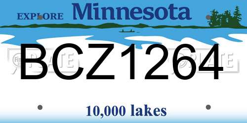 BCZ1264 Minnesota License Plate