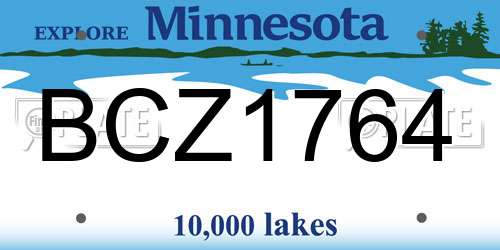 BCZ1764 Minnesota License Plate