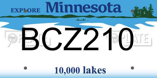BCZ210 Minnesota License Plate