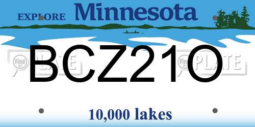 BCZ21O Minnesota License Plate